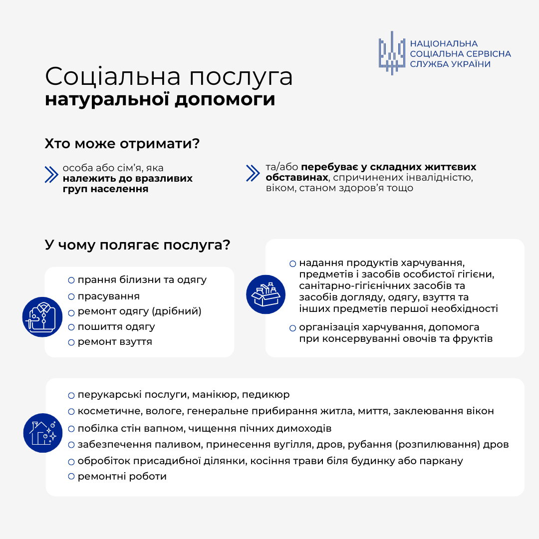 Як отримати соціальну послугу натуральна допомога в Україні?