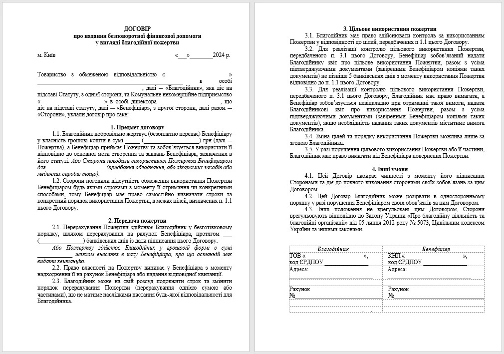 Чи можлива безповоротна фінансова допомога юридичній особі в Україні?
