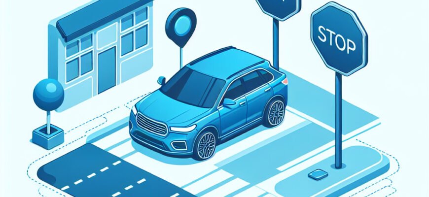 На якому з місць водієві синього авто можна зробити зупинку?