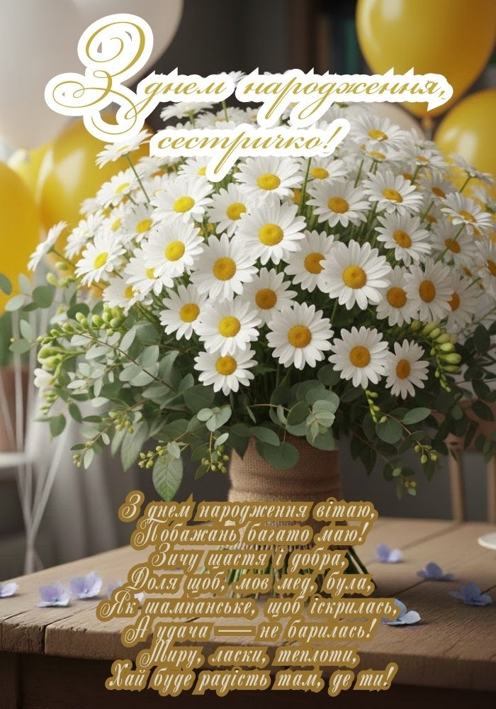 Бажаю щастя, сестричко
