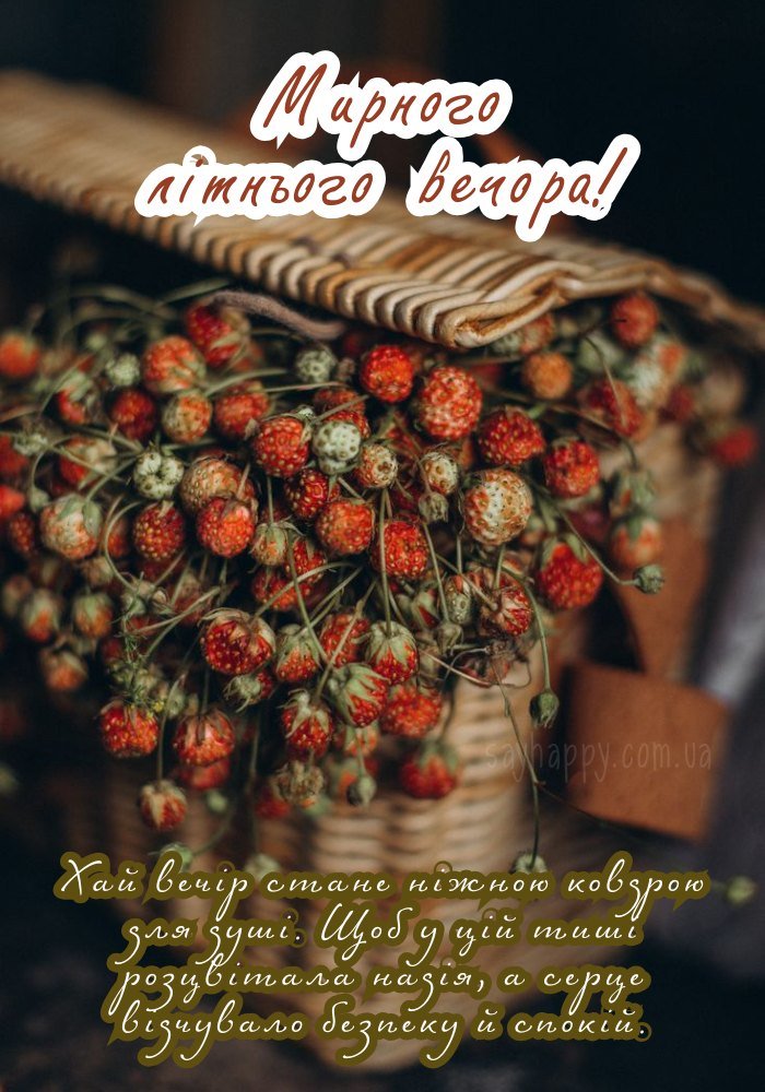 Картинка для побажання світлого, доброго й мирного вечора