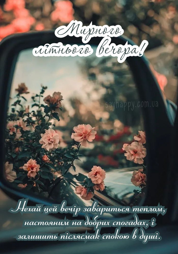 Побажання приємного вечора з акцентом на мир і тепло