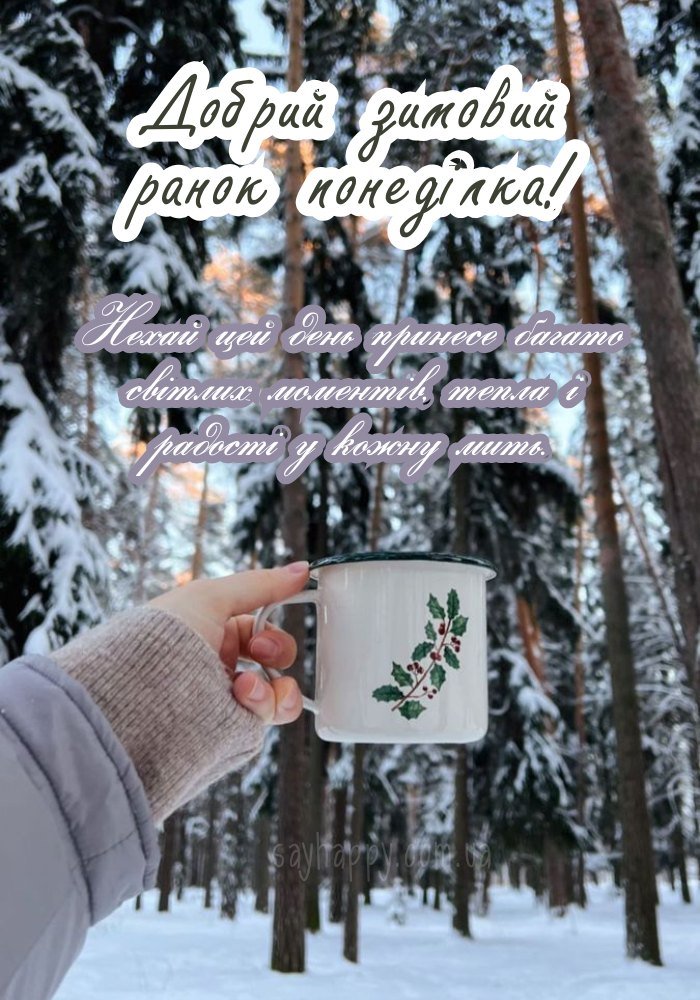 Доброго зимового дня, де понеділок починається з тепла.